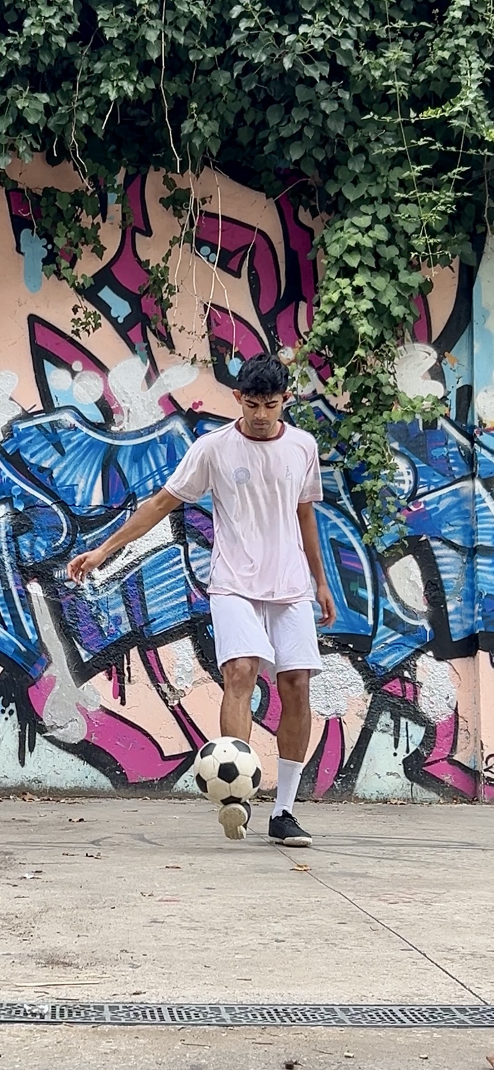 Aayu Tiwary training with a football